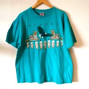 Vintage Alaska 90s eagle native oneita tag short sleeve shirt